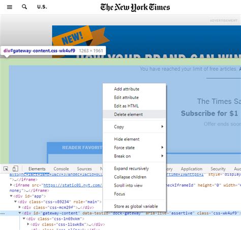 how to get past paywall inspect element|Getting Around Website Paywalls with Devtools Alone